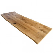 Eiche, Tischplatte, verleimt, astig, rustikal, 130 x 80 x 4,5 cm, beidseitig Baumkante, geölt